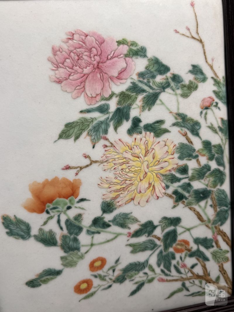 清乾隆 粉彩花卉纹砚屏 - 图7